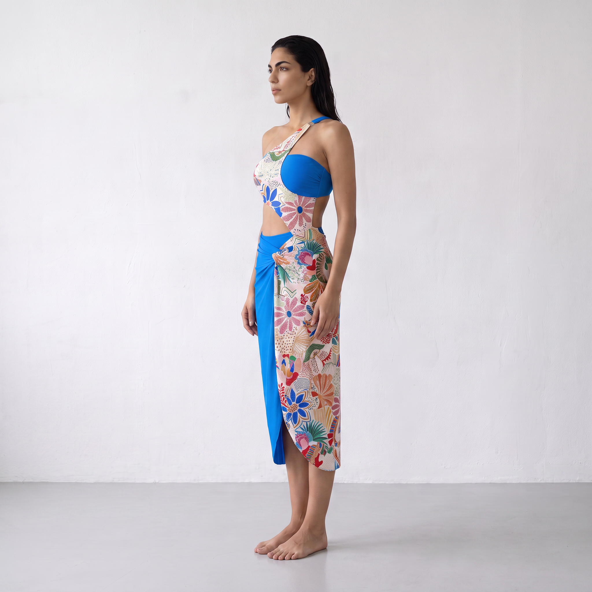 One-Shoulder Monokini with Cover Up
