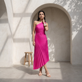 One-Shoulder Pleated Maxi Dress