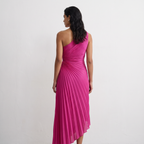 One-Shoulder Pleated Maxi Dress
