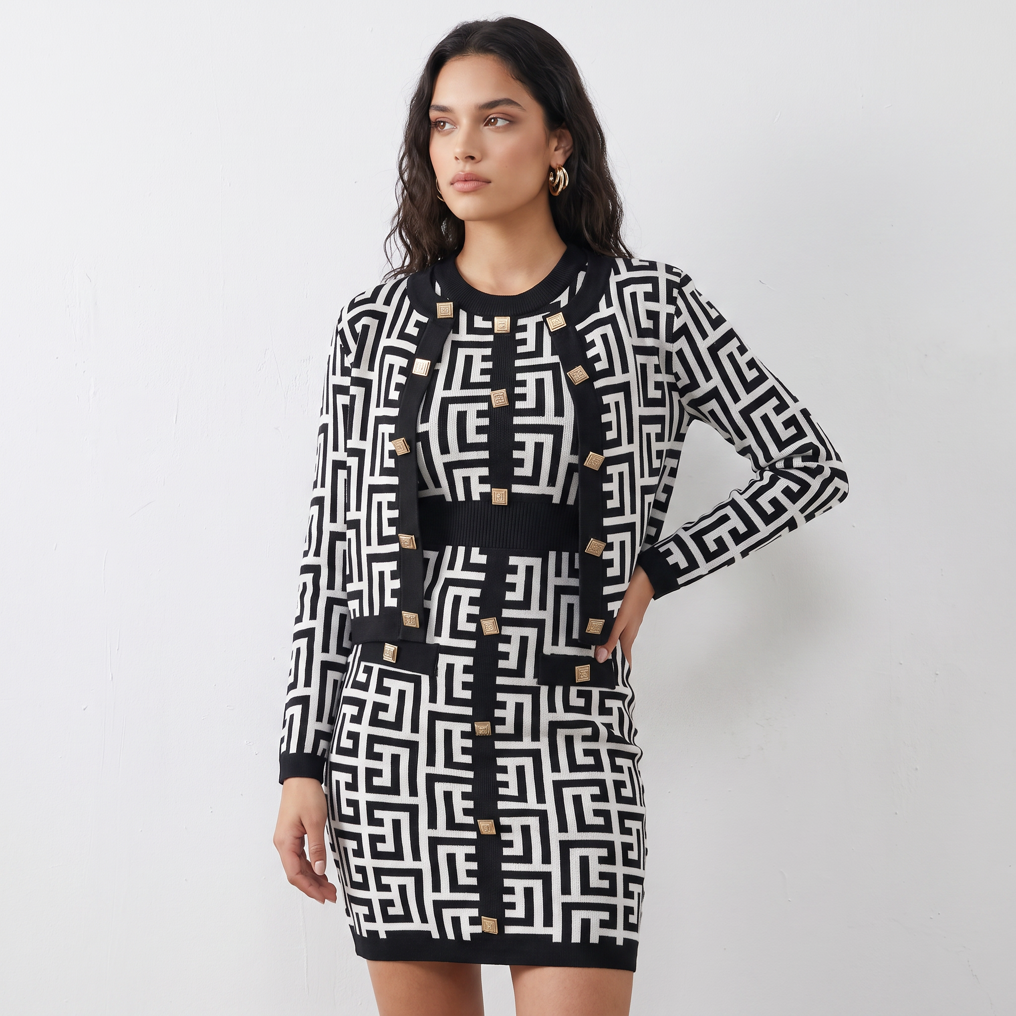 Opulent Knitted Two-piece Dress