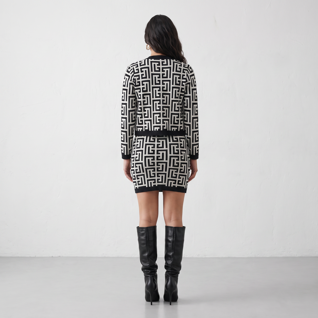 Opulent Knitted Two-piece Dress
