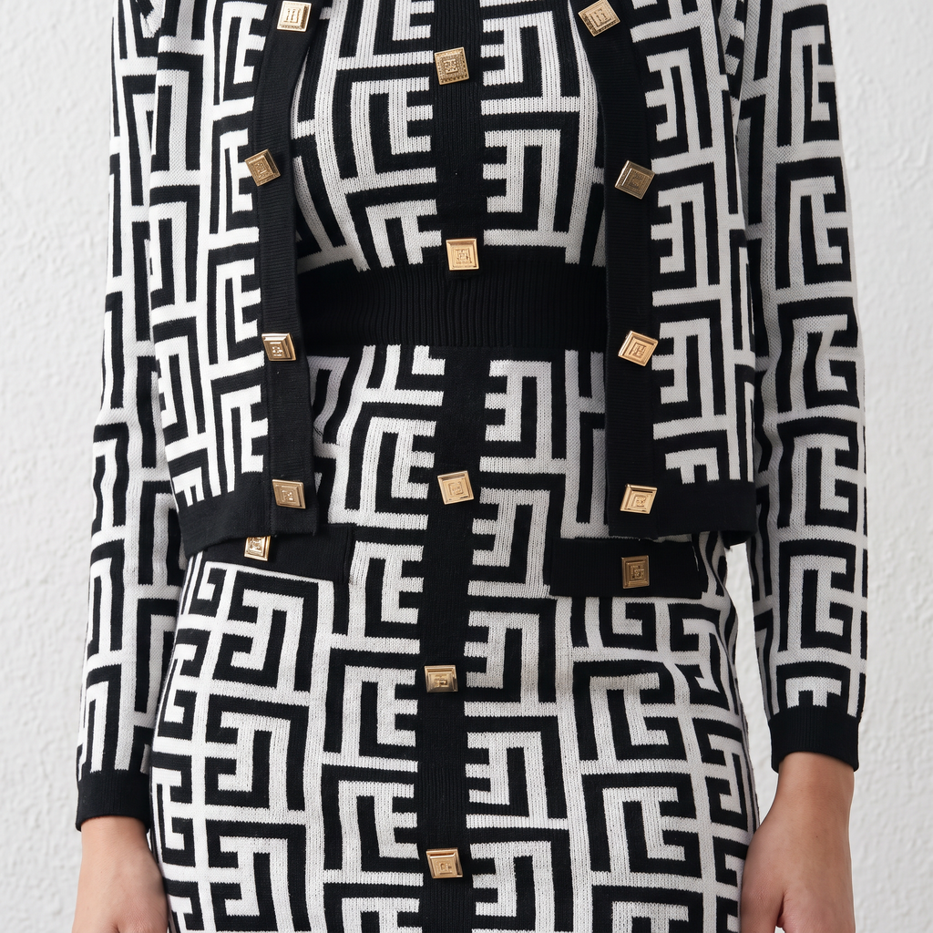 Opulent Knitted Two-piece Dress