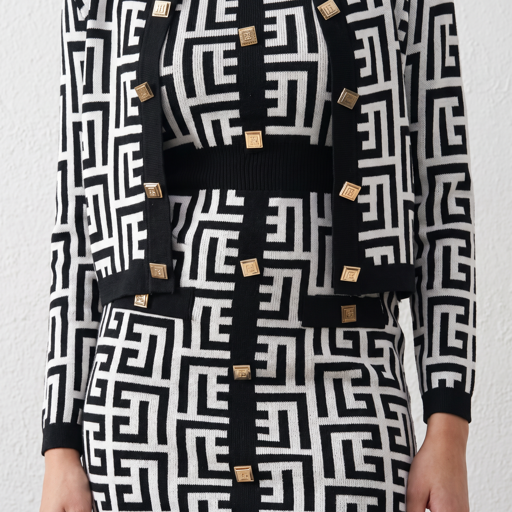 Opulent Knitted Two-piece Dress
