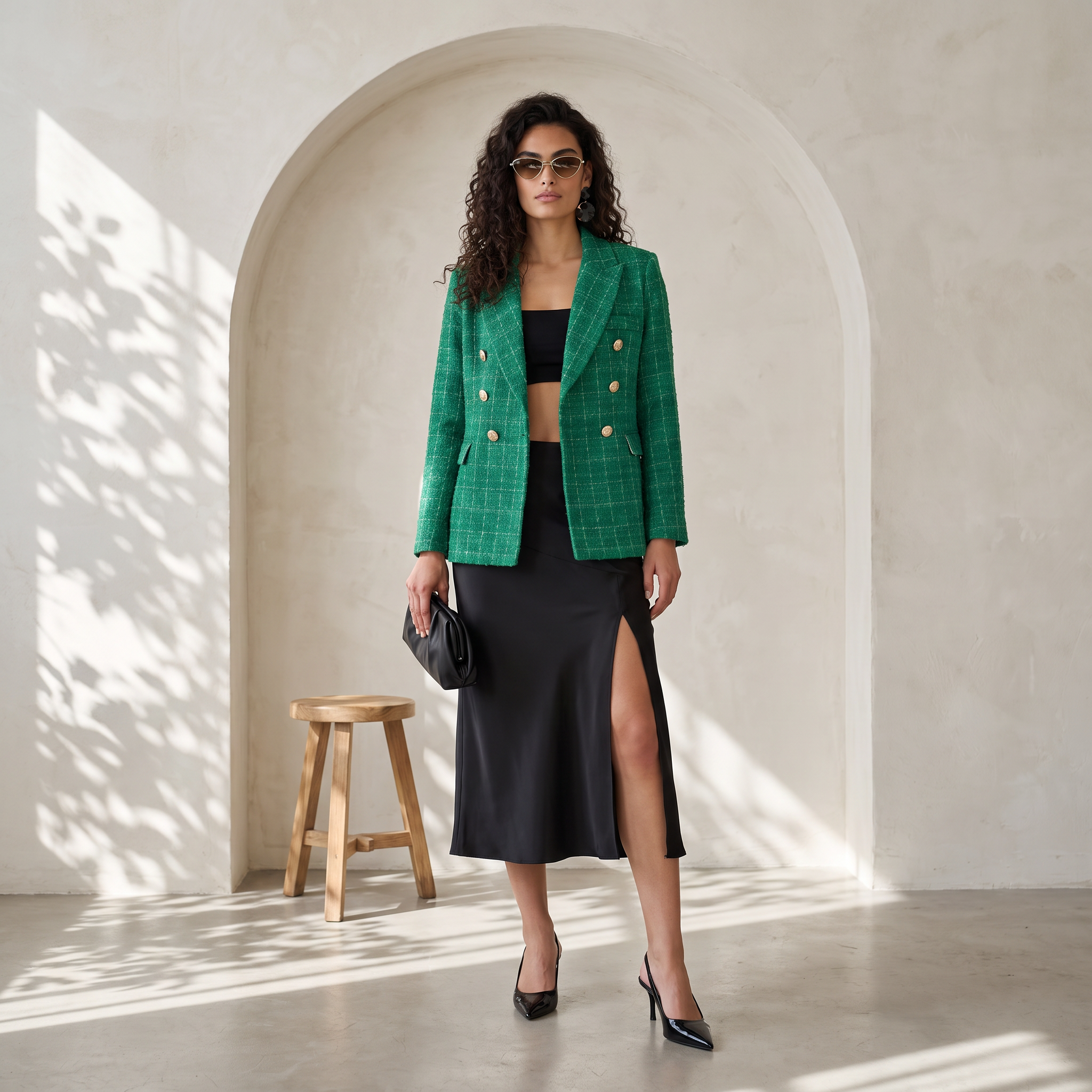 Plaid Tweed Blazer