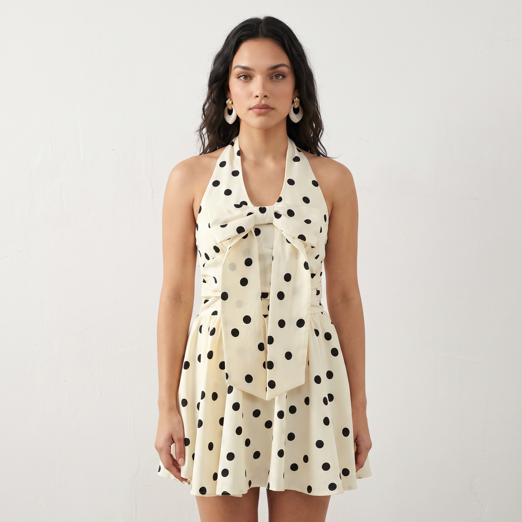Polka Charm Halter Dress