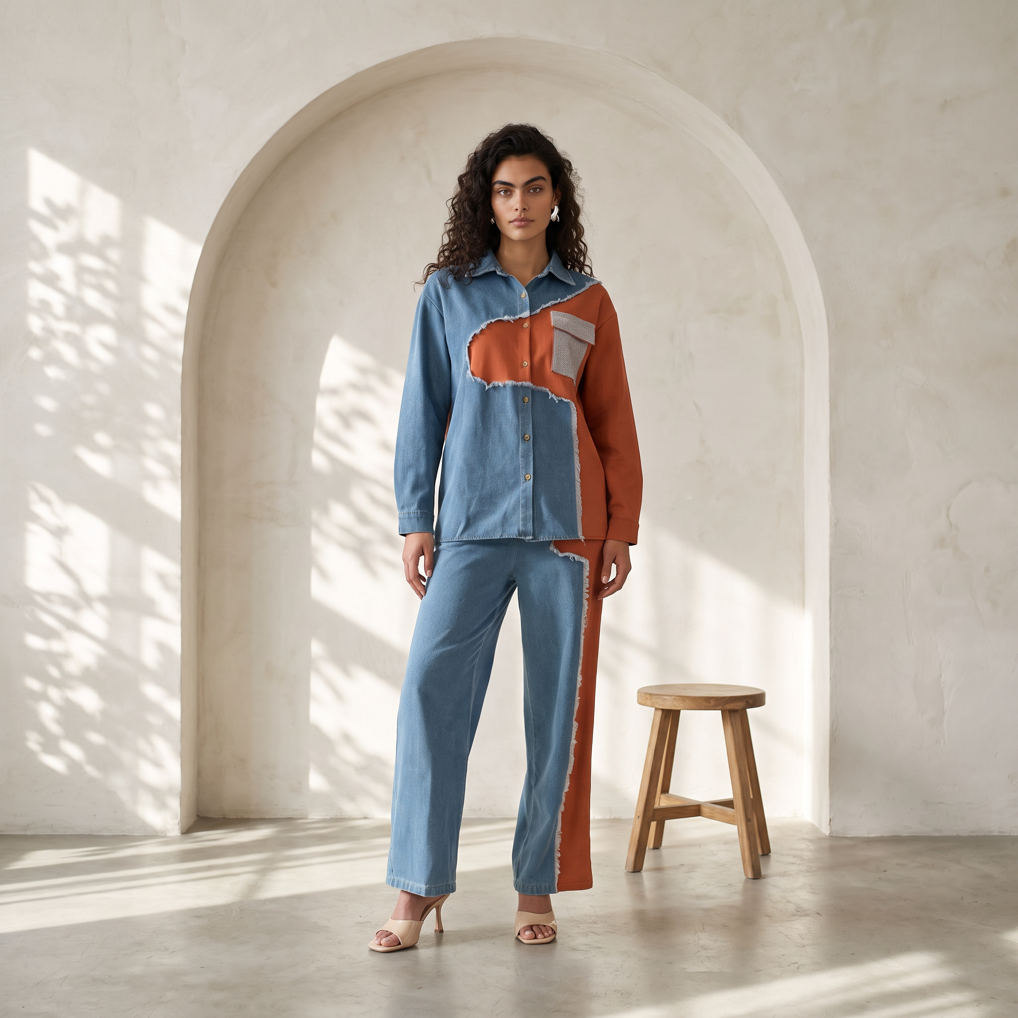 Rhineblock Denim Two-Piece Set