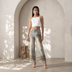 Rhinestone Embroidered Jeans