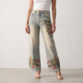 Rhinestone Embroidered Jeans