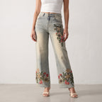 Rhinestone Embroidered Jeans
