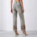 Rhinestone Embroidered Jeans