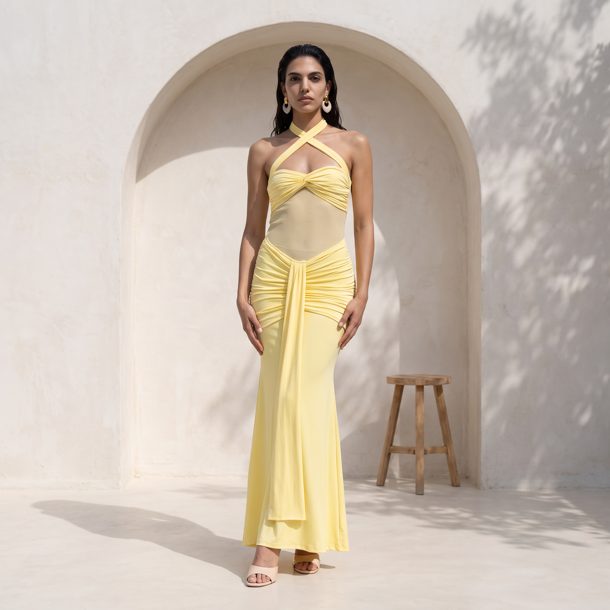 Ruched Bodice Maxi Dress