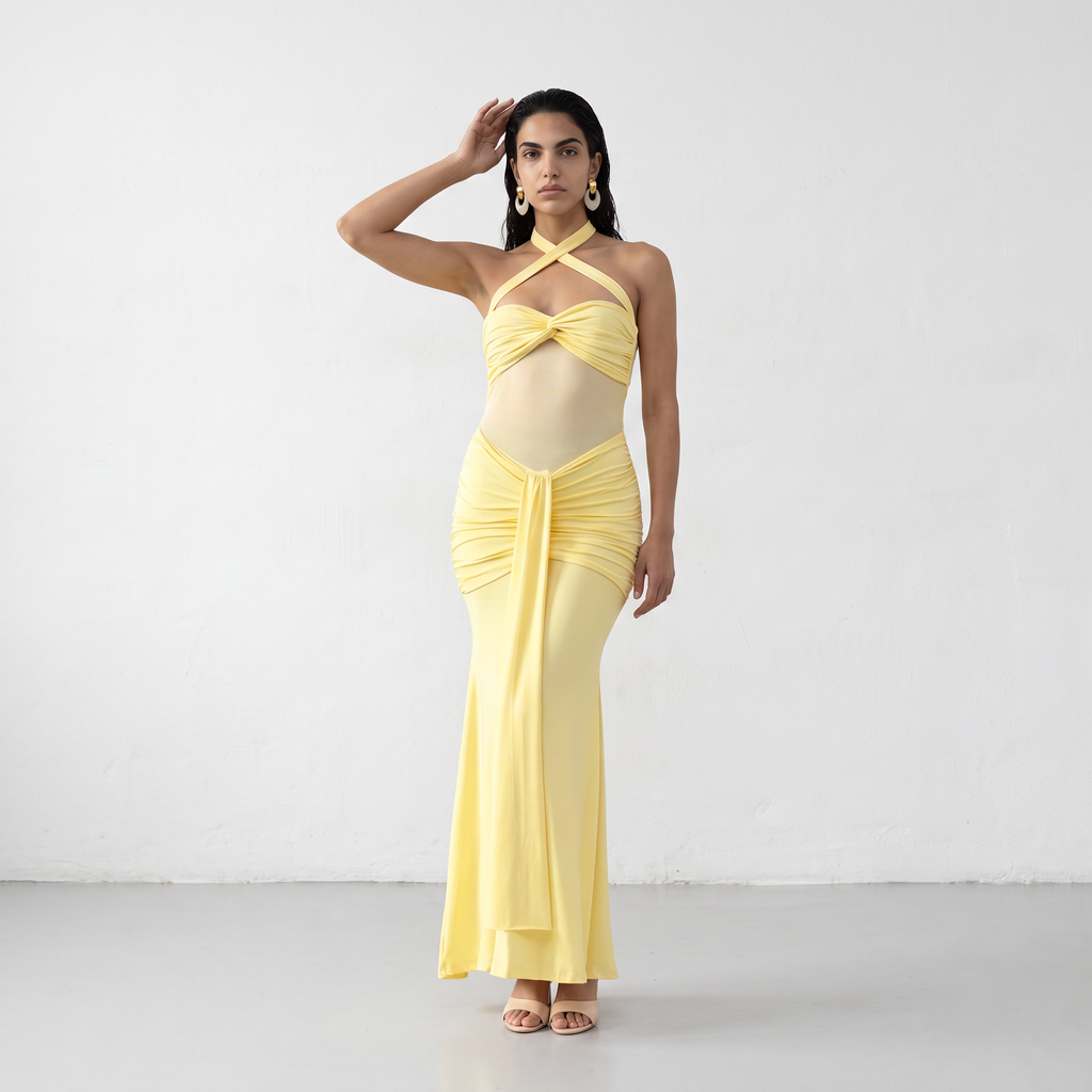 Ruched Bodice Maxi Dress