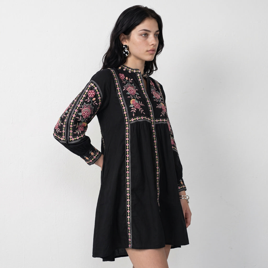 Shellora Embroidered Short Dress