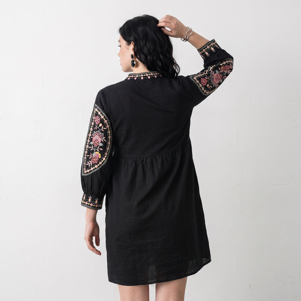 Shellora Embroidered Short Dress