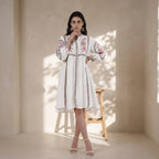 Shellora White Embroidered Dress