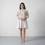 Shellora White Embroidered Dress