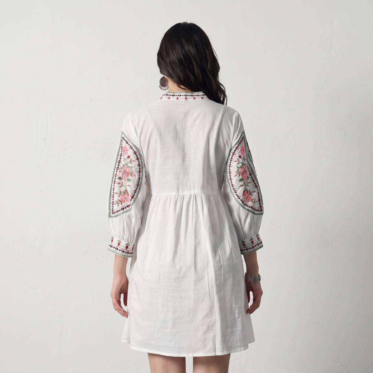 Shellora White Embroidered Dress