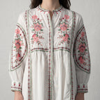 Shellora White Embroidered Dress