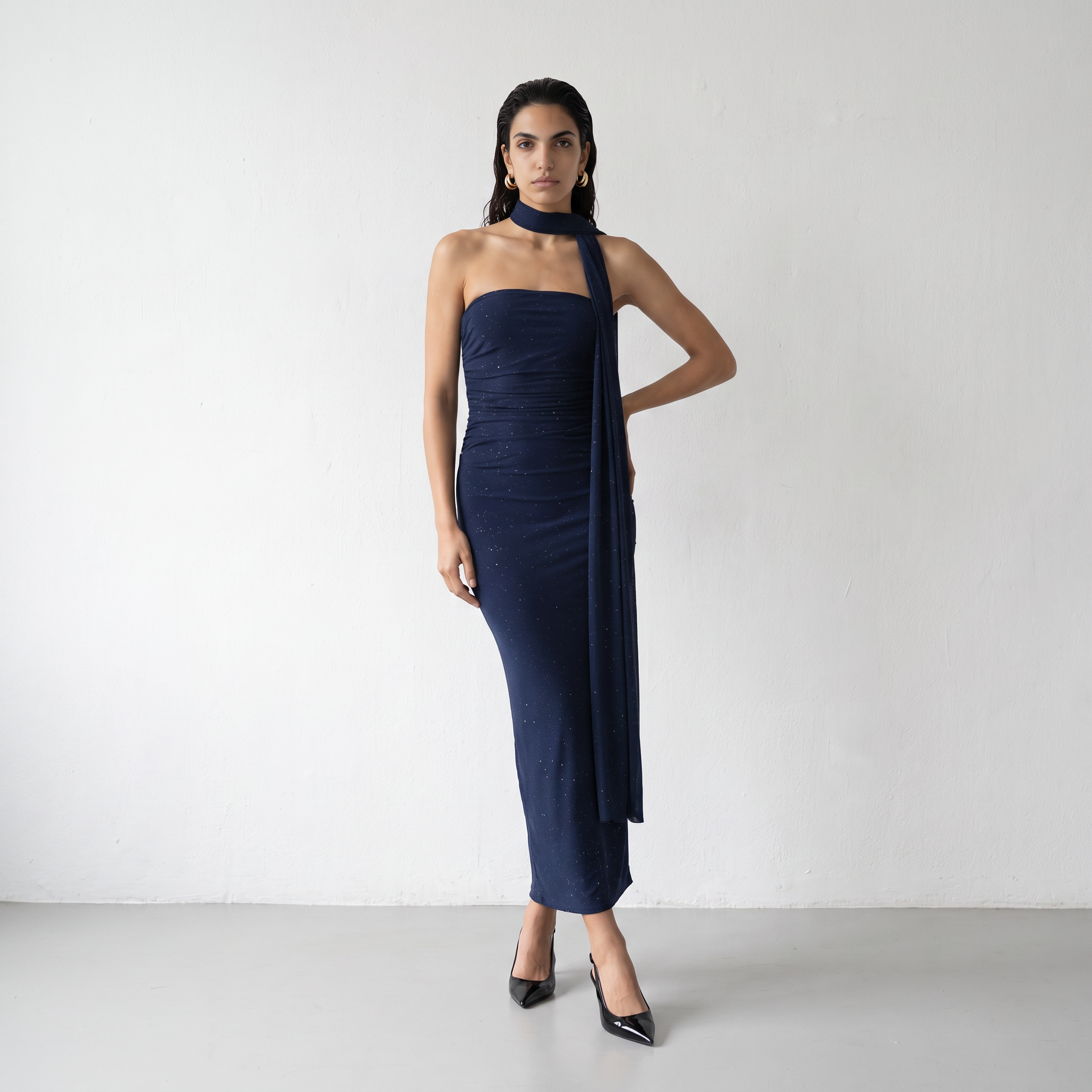 Shimmer Strapless Maxi Dress
