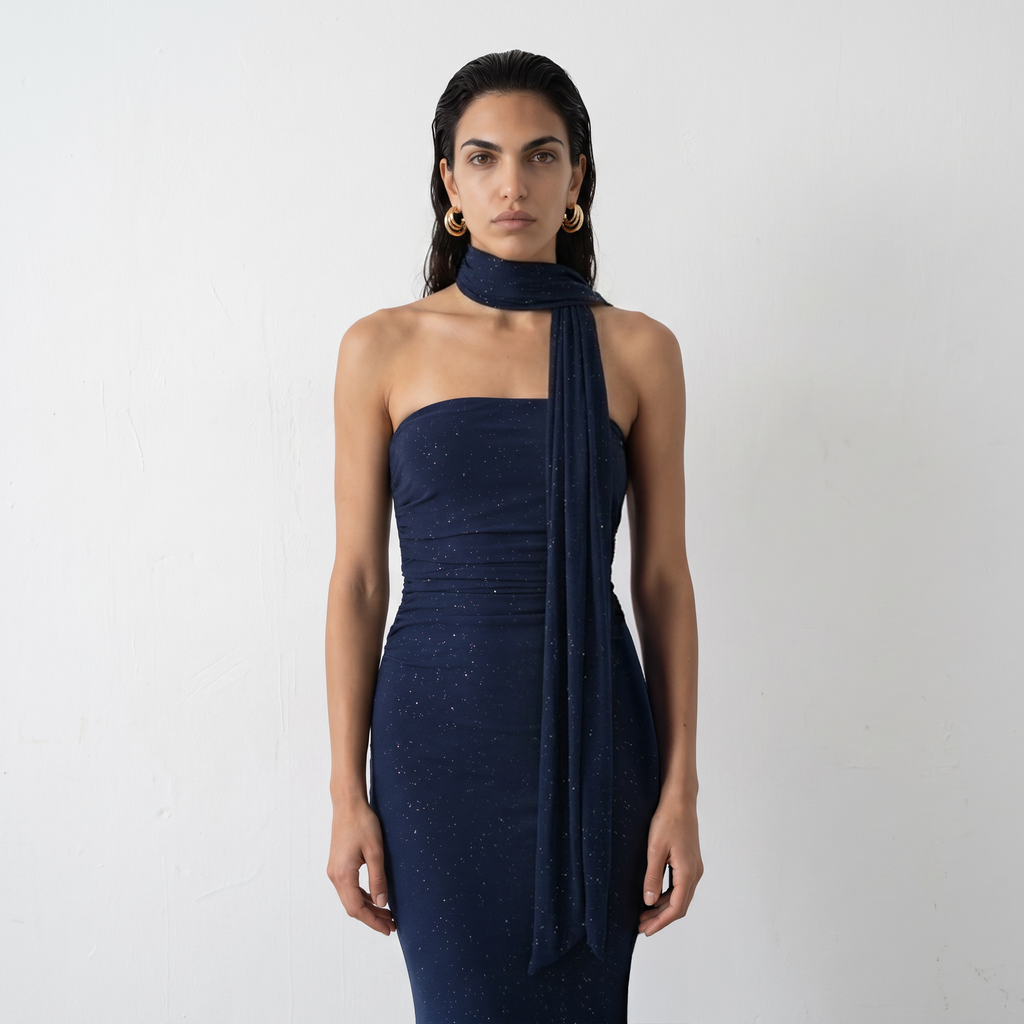 Shimmer Strapless Maxi Dress