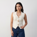 Sleeveless Collared Button Top
