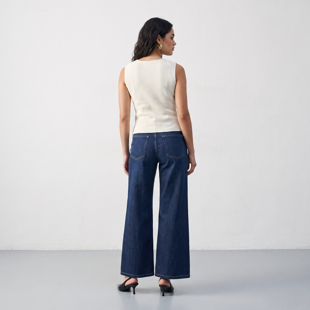 Sleeveless Collared Button Top