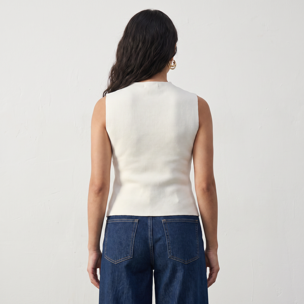 Sleeveless Collared Button Top