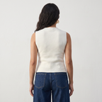 Sleeveless Collared Button Top