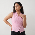 Sleeveless Striped Wrap Tie Top