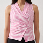 Sleeveless Striped Wrap Tie Top