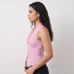 Sleeveless Striped Wrap Tie Top