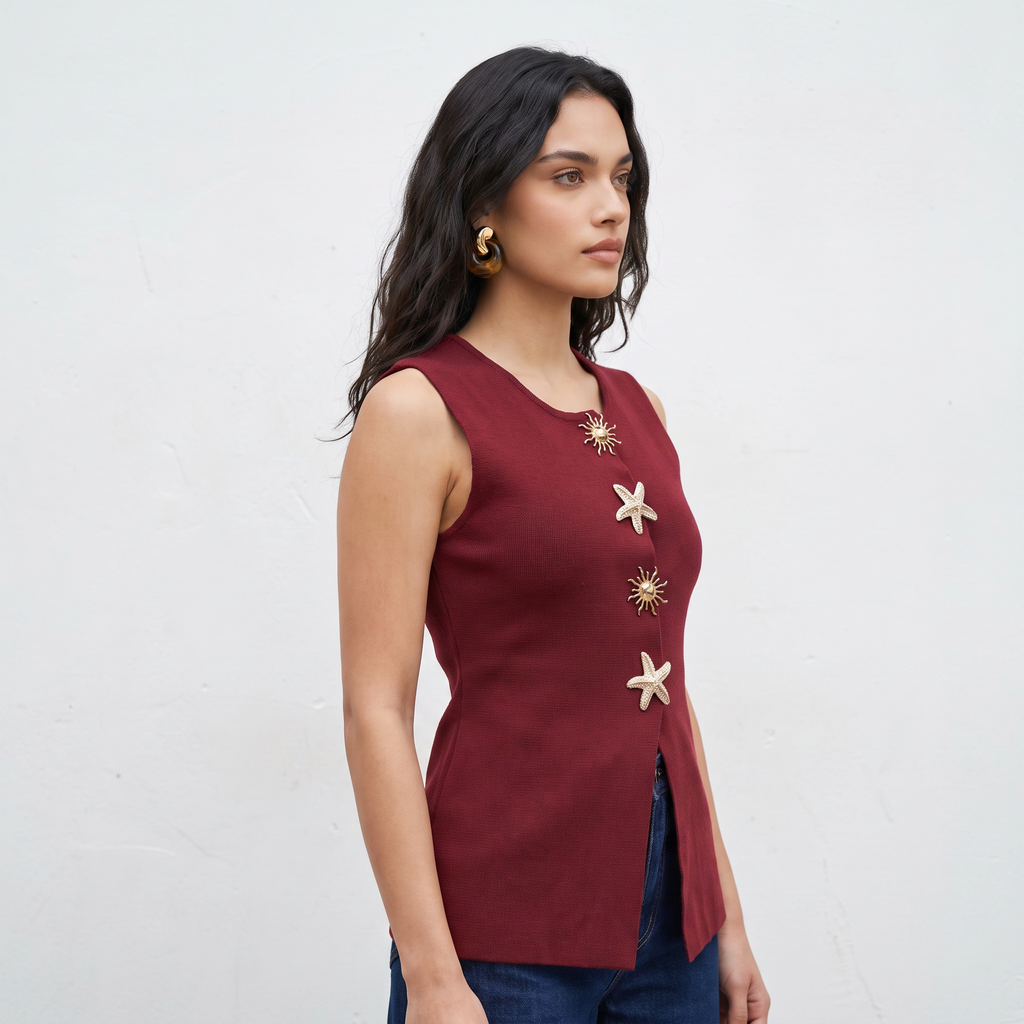 Statement Button Sleeveless Top
