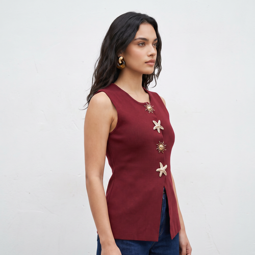 Statement Button Sleeveless Top