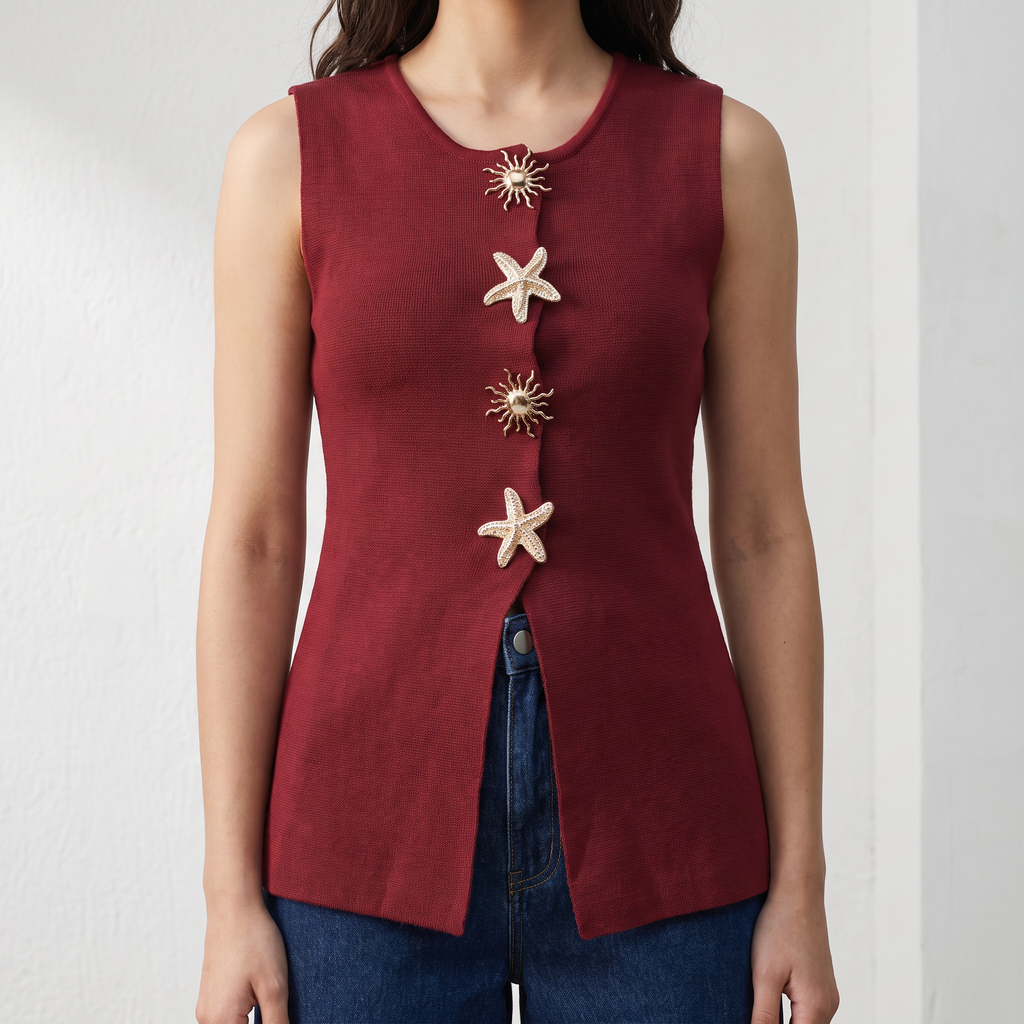 Statement Button Sleeveless Top