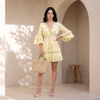 Stellar Bloom Beige Short Dress
