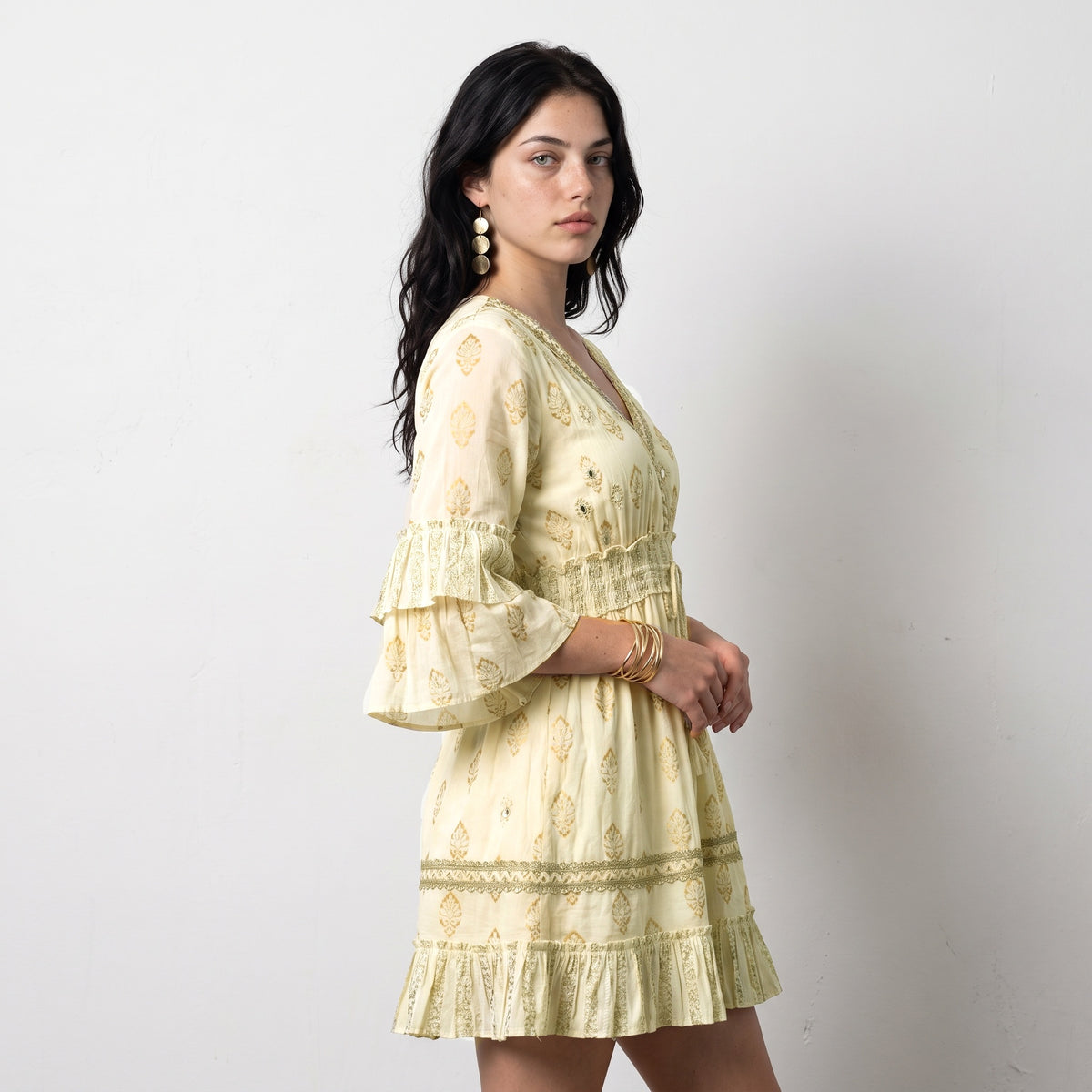 Stellar Bloom Beige Short Dress