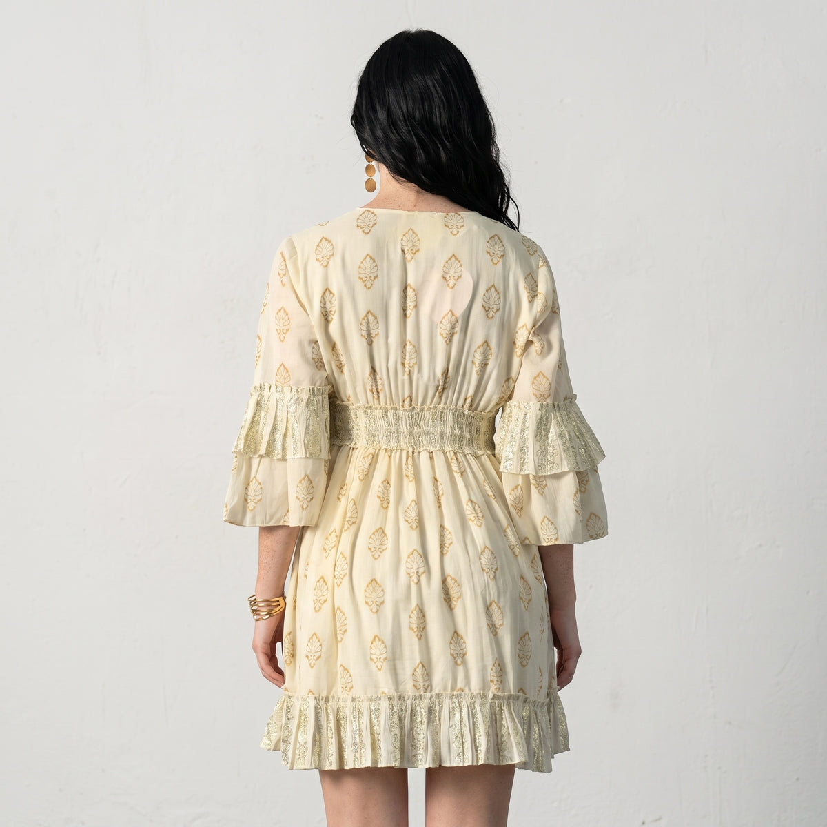 Stellar Bloom Beige Short Dress