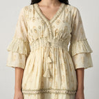 Stellar Bloom Beige Short Dress