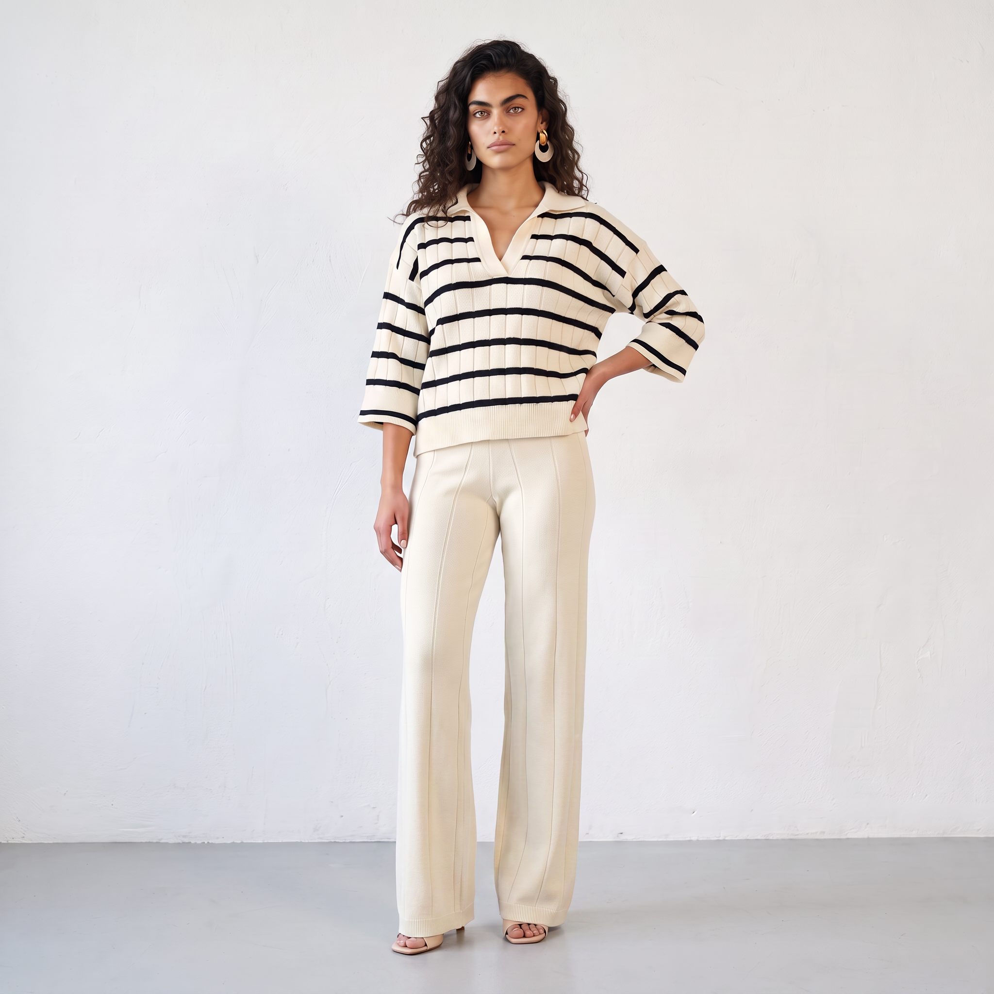 Striped Knitted Two Piece Set