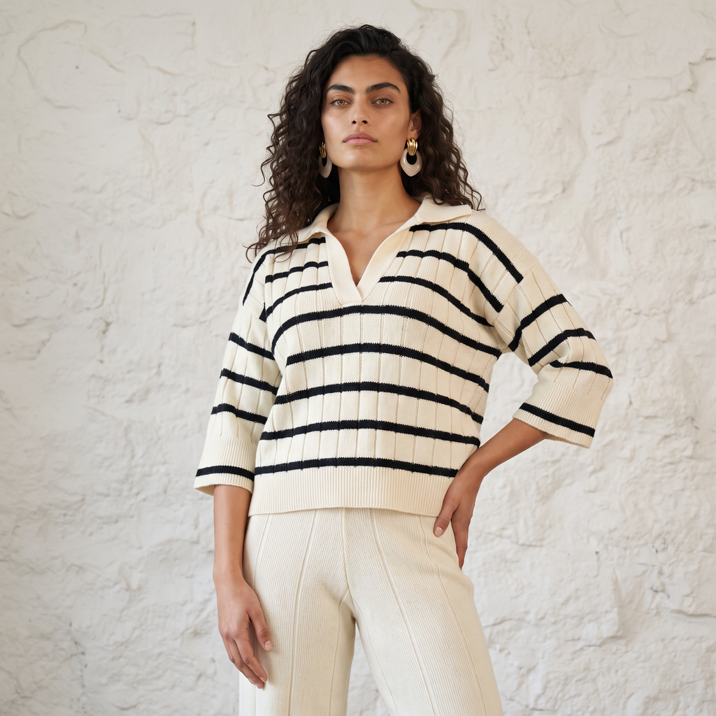 Striped Knitted Two Piece Set