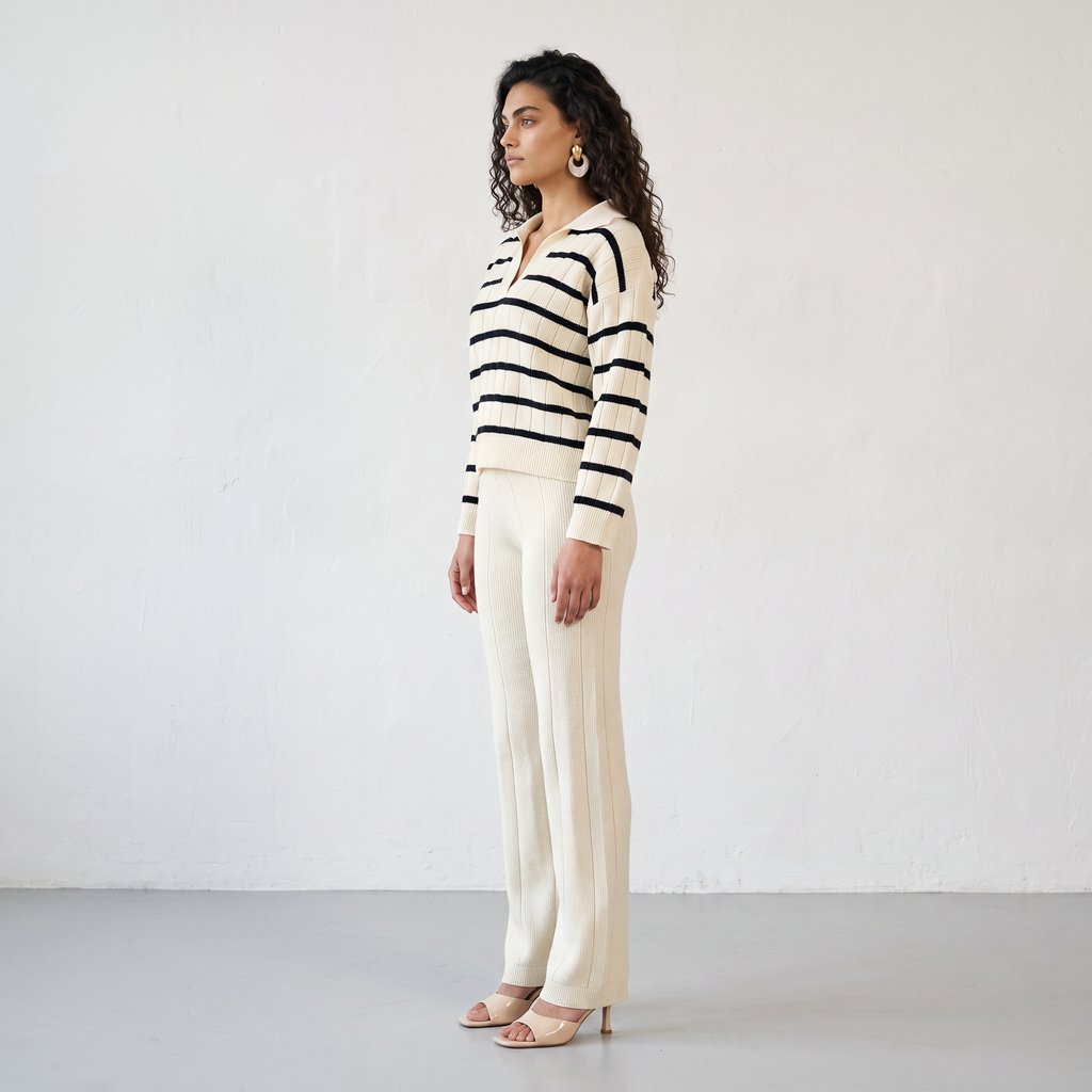 Striped Knitted Two Piece Set