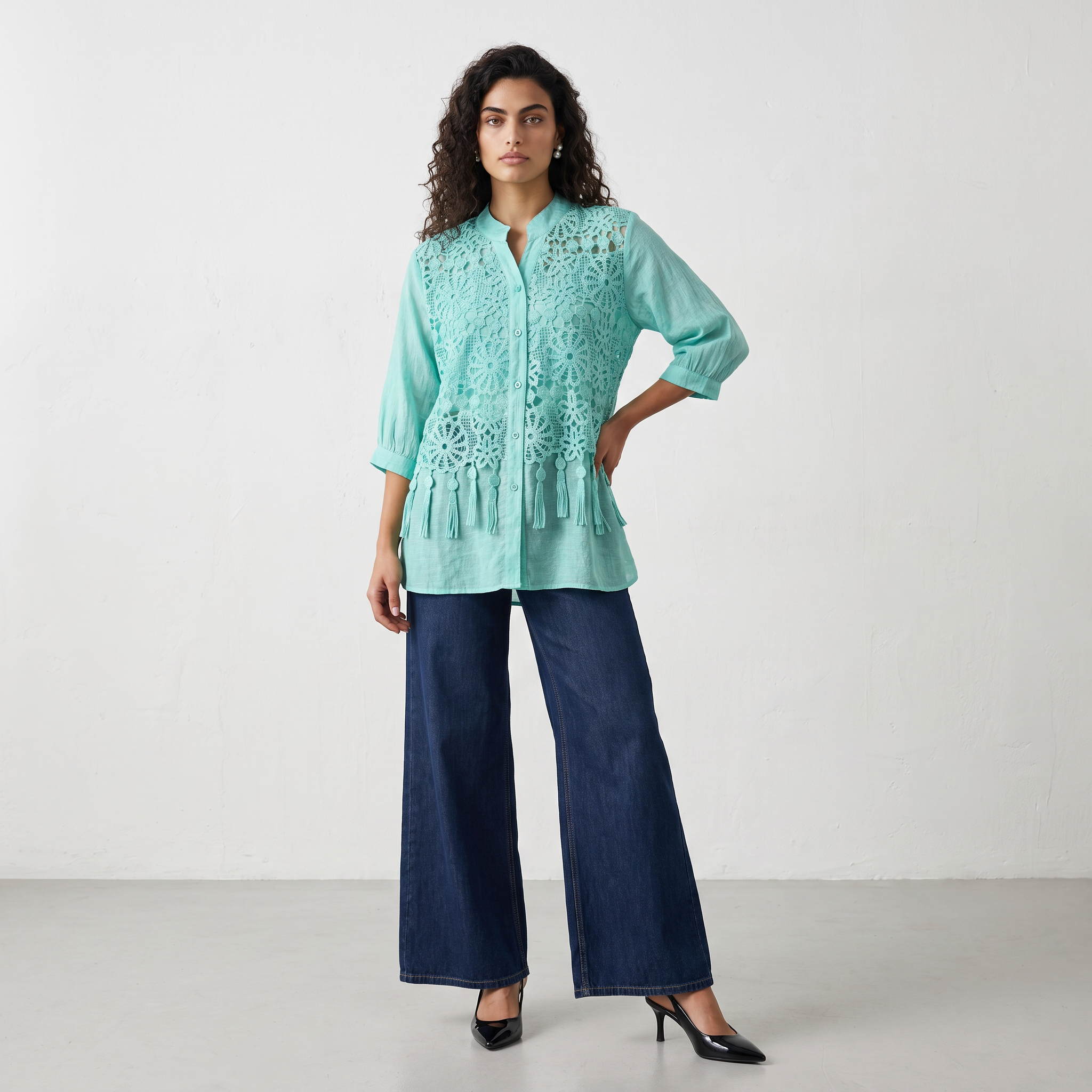Washed Effect Lace Shirt