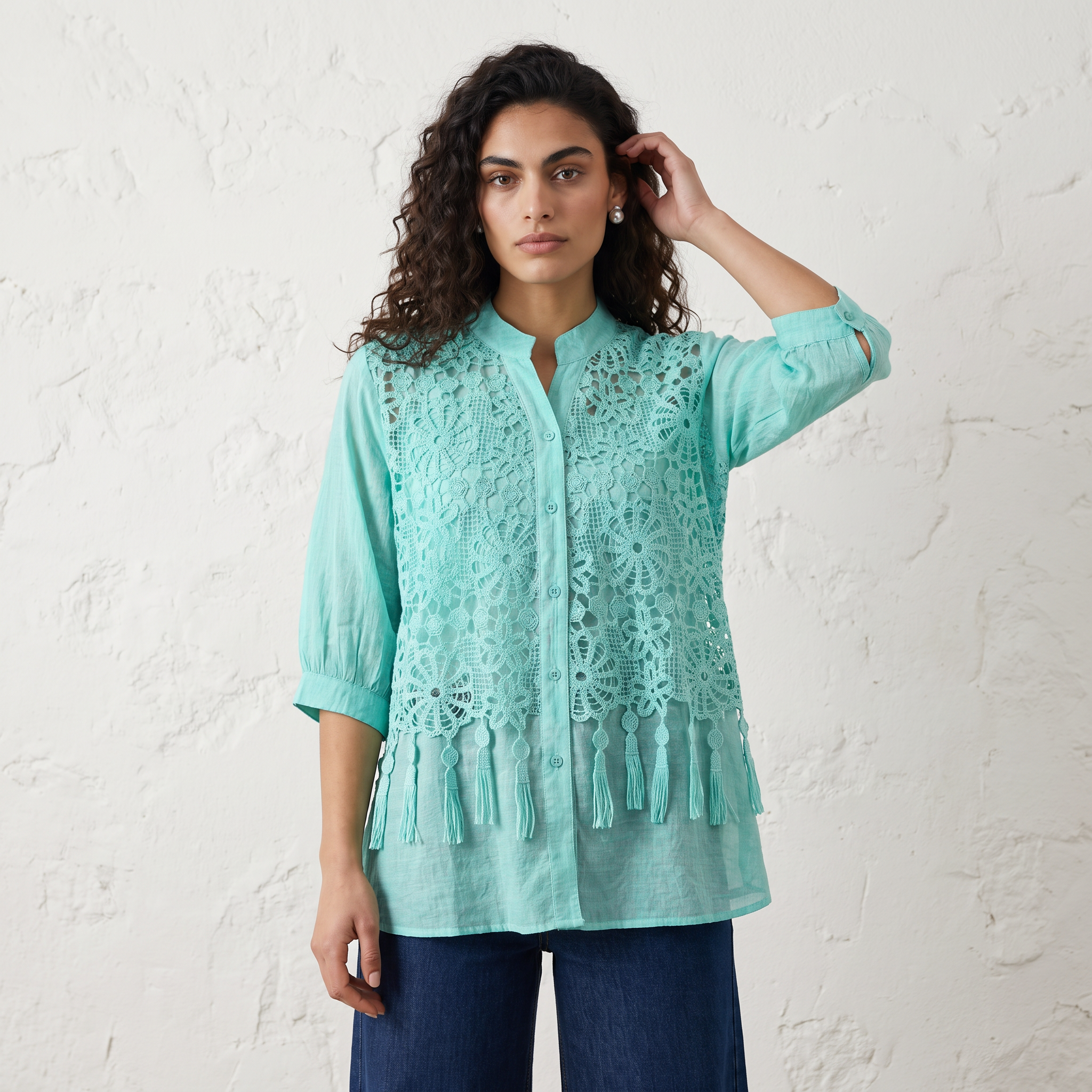 Washed Effect Lace Shirt
