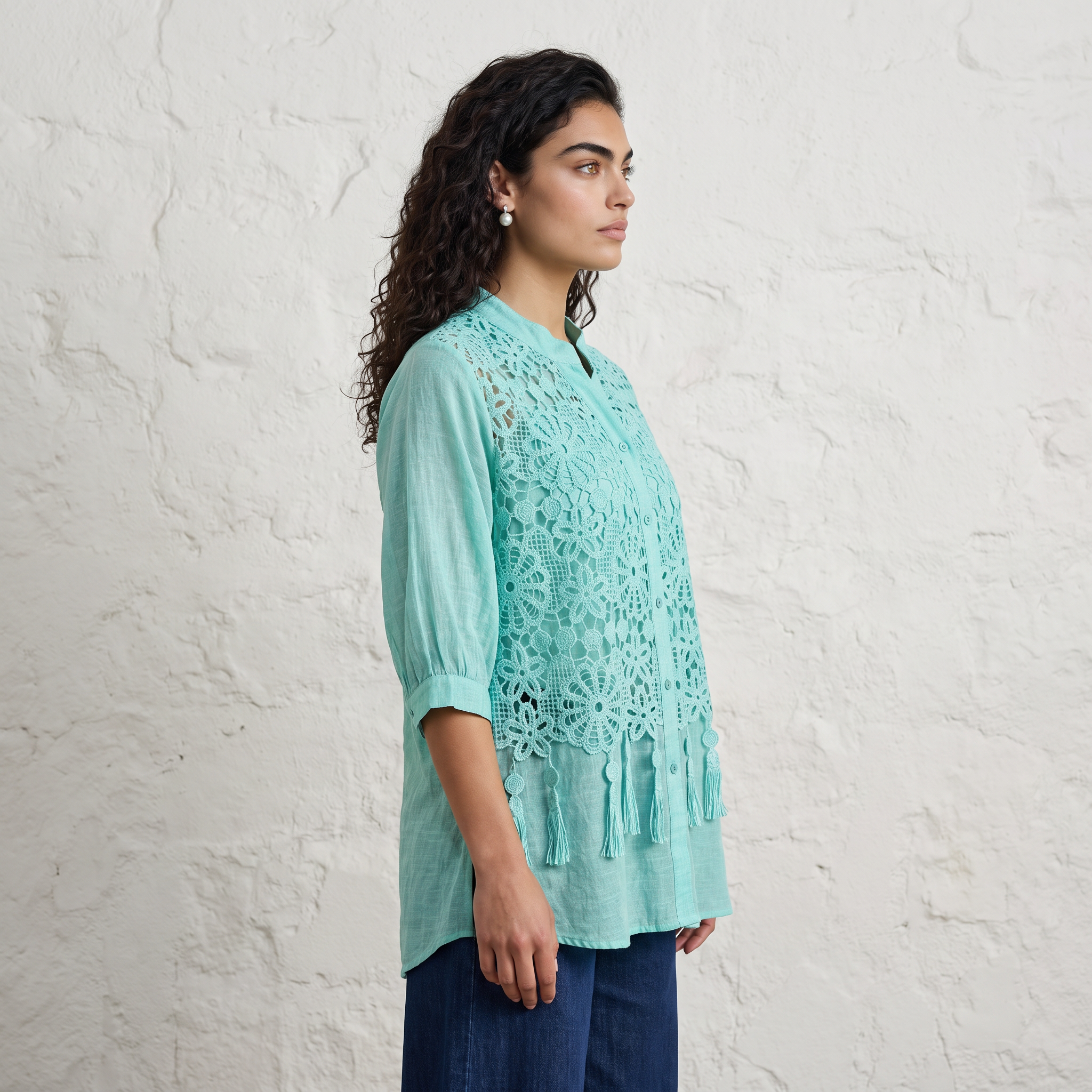 Washed Effect Lace Shirt