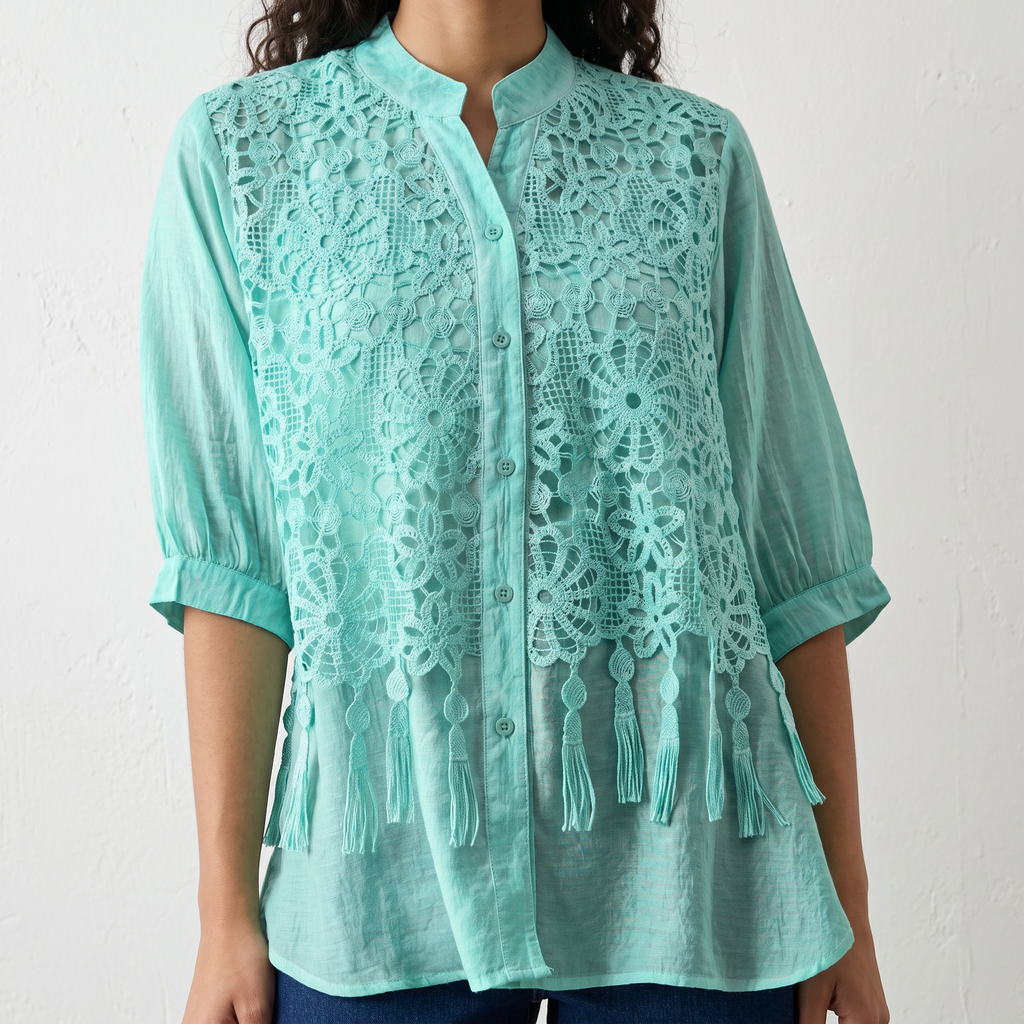 Washed Effect Lace Shirt