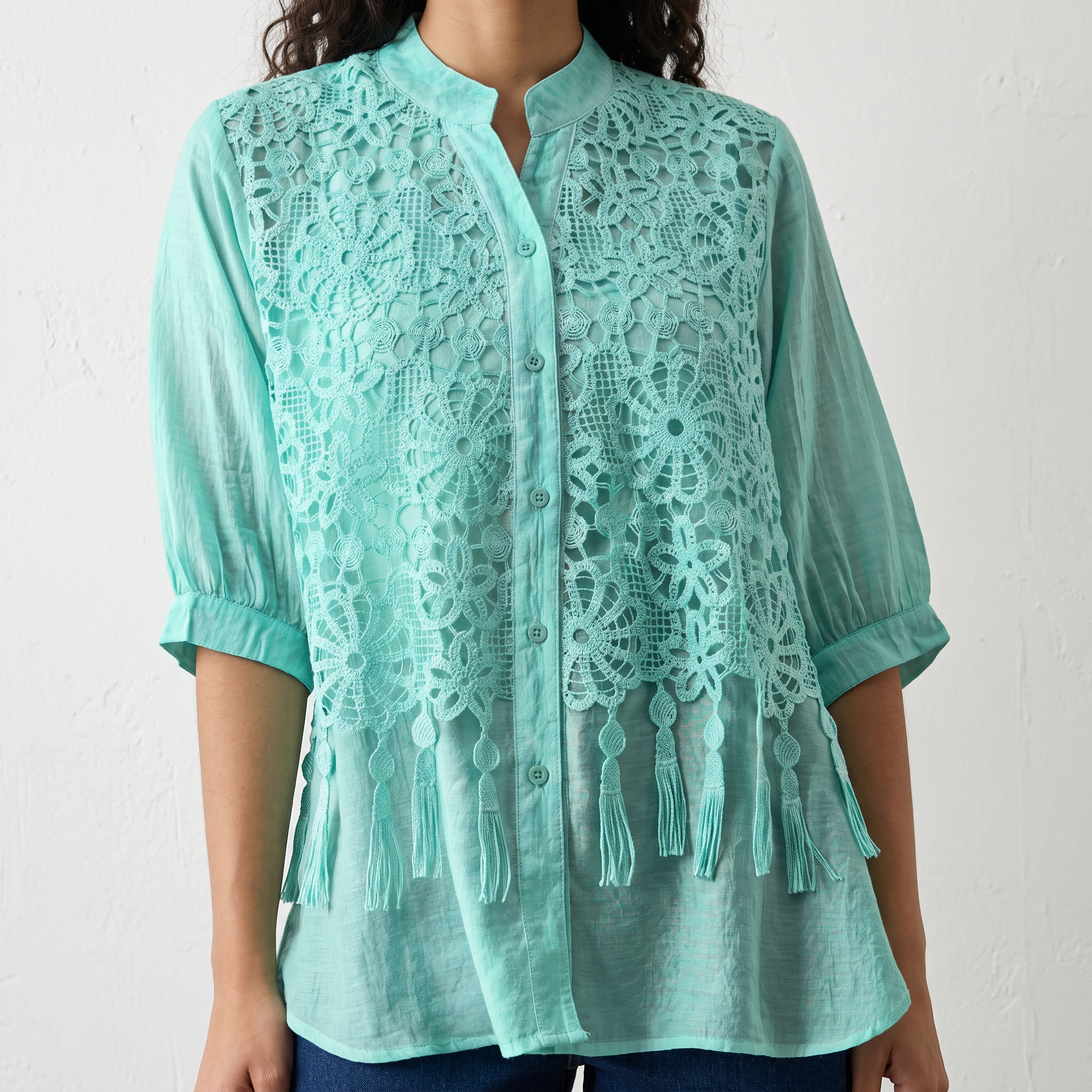 Washed Effect Lace Shirt